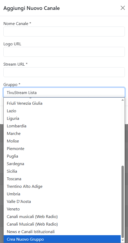 Aggiungi Canale