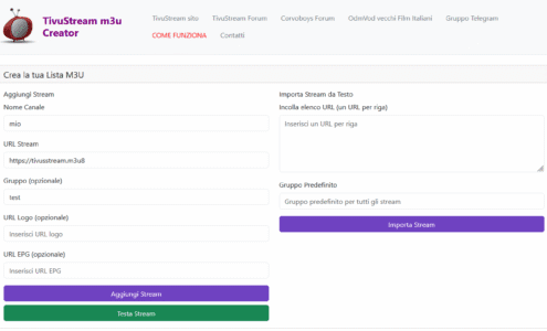 TivuStream m3u Creator:  Crea e personalizza  le tue Playlist