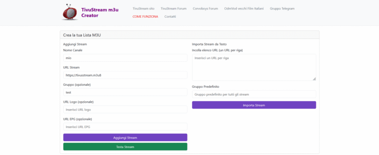 TivuStream m3u Creator:  Crea e personalizza  le tue Playlist