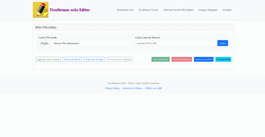 TivuStream m3u Editor Home