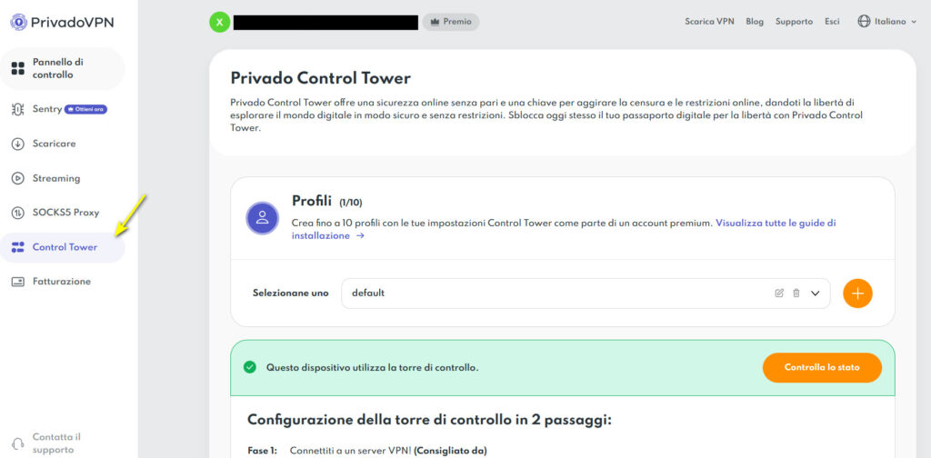 Gestione Profili Control Tower