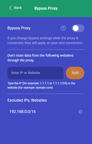PrivadoVPN Estensione Settings