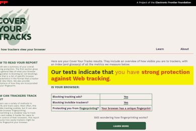 Cover Your Tracks (Copri le tue Tracce): EFF ti aiuta a capire se e come ti stanno tracciando
